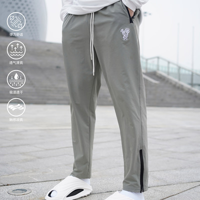 WABRAVE夏季速干休闲训练裤梭织健身宽松薄款运动长裤束脚拉链裤