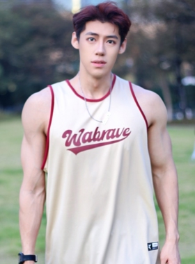 wabrave撞色美式篮球背心男款夏季宽松健身跑步印花运动