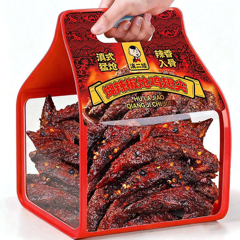 滇二娃云南煳辣椒炝鸡翅尖即食糊辣卤味干煸鸡肉制品零食小吃200g