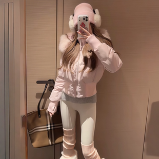 2025冬季新款韩系粉色棉服女小个子收腰保暖棉袄高级感显瘦棉外套