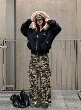 国潮座山雕棉衣外套女2025冬季新款cleanfit短款加厚高级感棉服潮