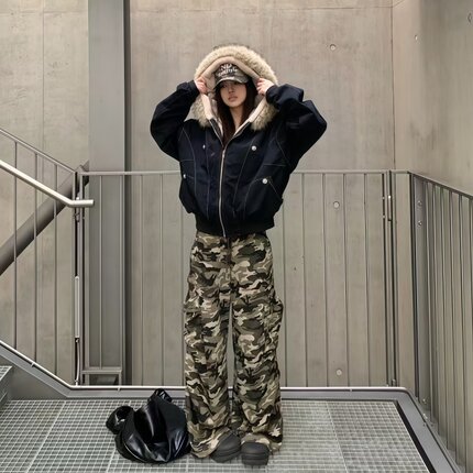 国潮座山雕棉衣外套女2025冬季新款cleanfit短款加厚高级感棉服潮