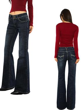 微喇牛仔裤女春秋2025新款低腰修身显瘦弹力马蹄裤美式复古喇叭裤