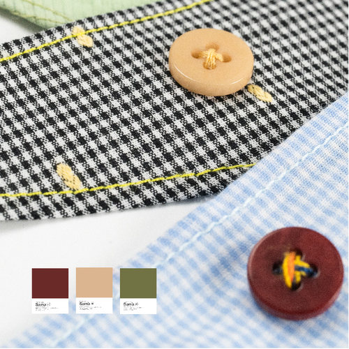 SAMA 2025三色安可拉红焦糖奶油色泥潭绿双平果实衬衫简约纽扣