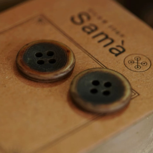 SAMA 粗陶 双面平中间火烧略磨砂手感复古西装脏染纽扣