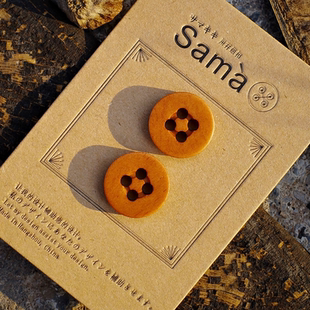 SAMA 南瓜橘红 双平圆圆线迹墩墩连衣裙外套可爱俏皮牛骨天然扣