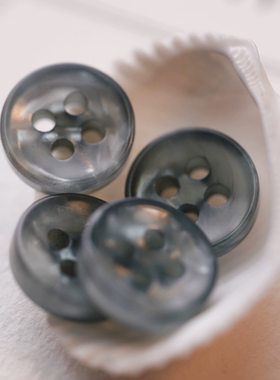 SAMA 清凉台 内凹铜绿色新中式薄纱衬衫树脂贝壳光泽纽扣