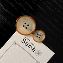 SAMA 复古棉絮花纹city简约风四眼纽扣 BUTTON 桐花半落
