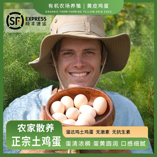 土鸡蛋溜达鸡农场自养喂菜叶顺丰