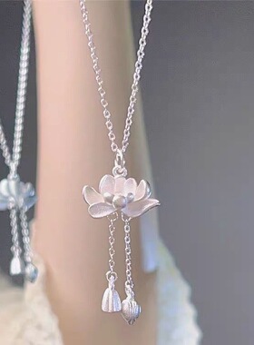 莲花流苏项链女新款爆款好运莲莲吊坠新中式小众