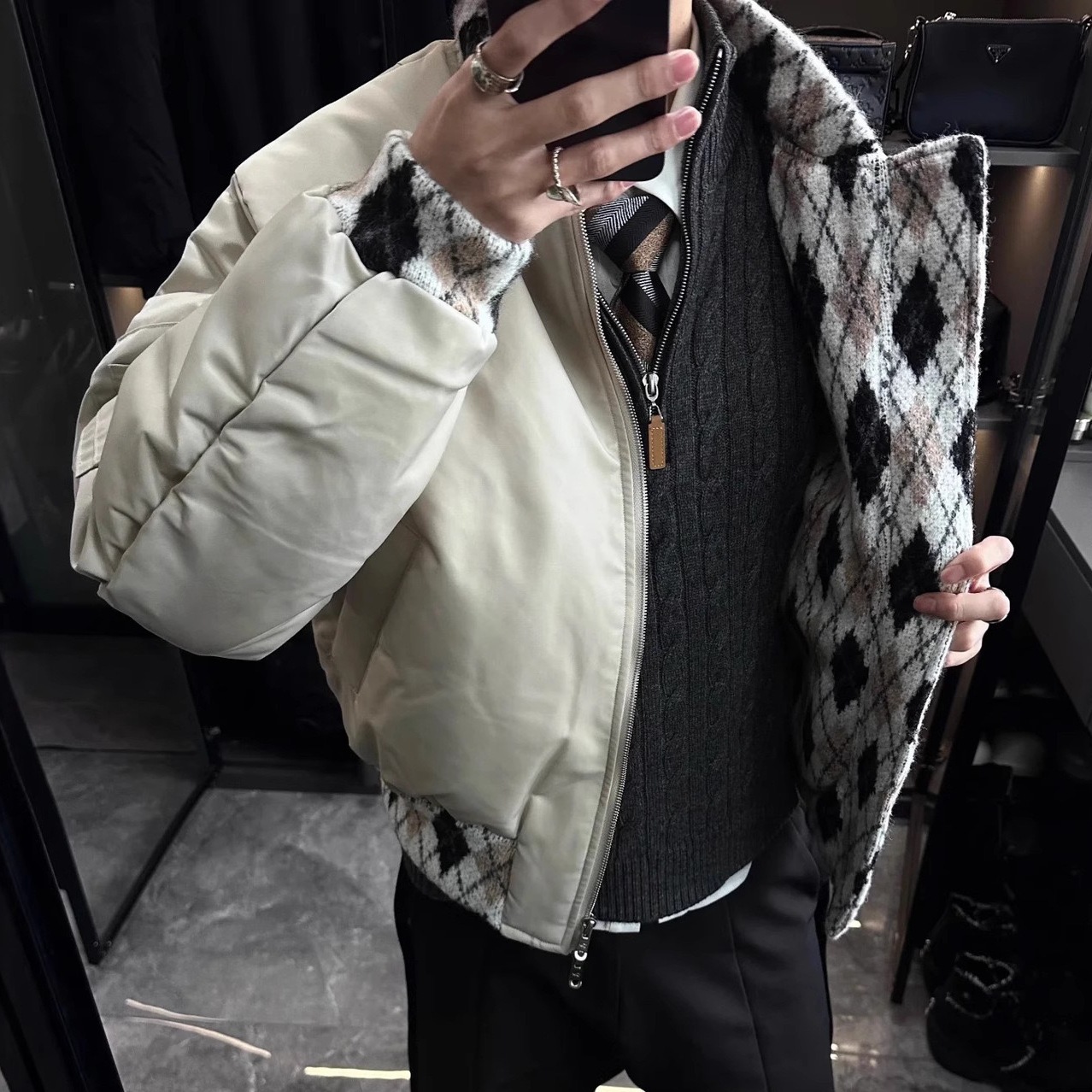 一件过冬费尔岛保暖棉服