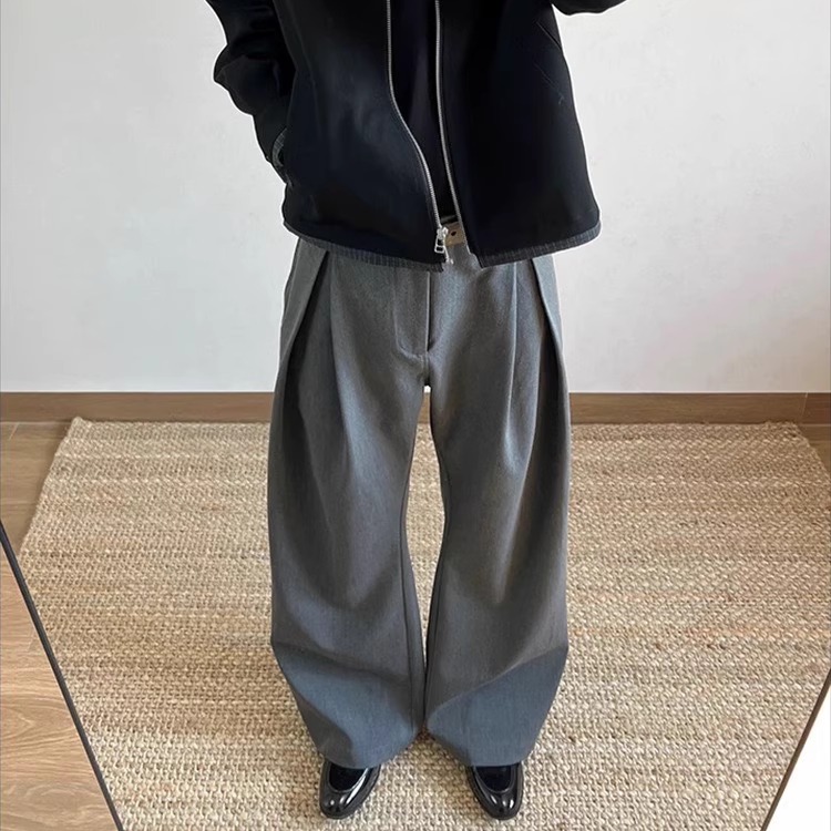 TR混纺立体A字廓形弯刀休闲西裤