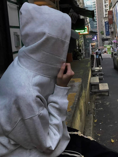 复合双层牛奶丝美式 自主高克重短款 型 连帽卫衣男女同款 Boxy版