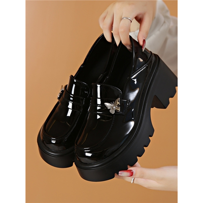 品牌鞋真皮厚底乐福鞋女