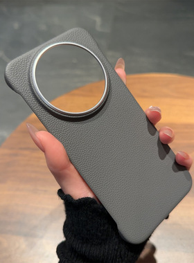 荔枝纹磨砂无边框适用华为mate80手机壳超薄合金镜头mate80pro灰色保护套男女通用mate80promax半包皮纹硬壳