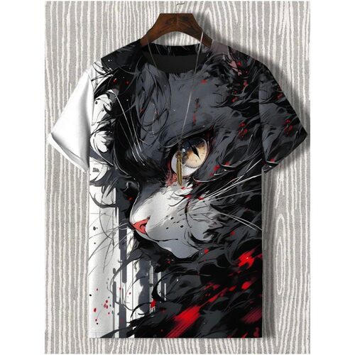 Handsome Cat Pattern 3D Printed T-shirt帅气猫咪图案3d印花T恤