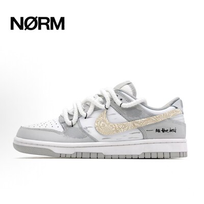 【定制球鞋】NikeDunk银霜鎏金手绘 学生 通勤 低帮 板鞋男女同款