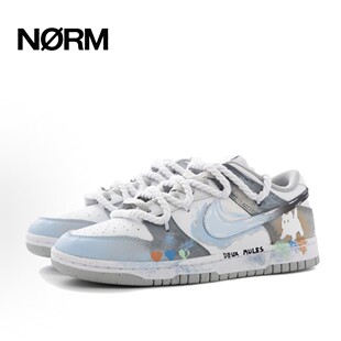 【定制球鞋】NikeDunk白灰手绘小猫DIY学生通勤情侣板鞋男女同款
