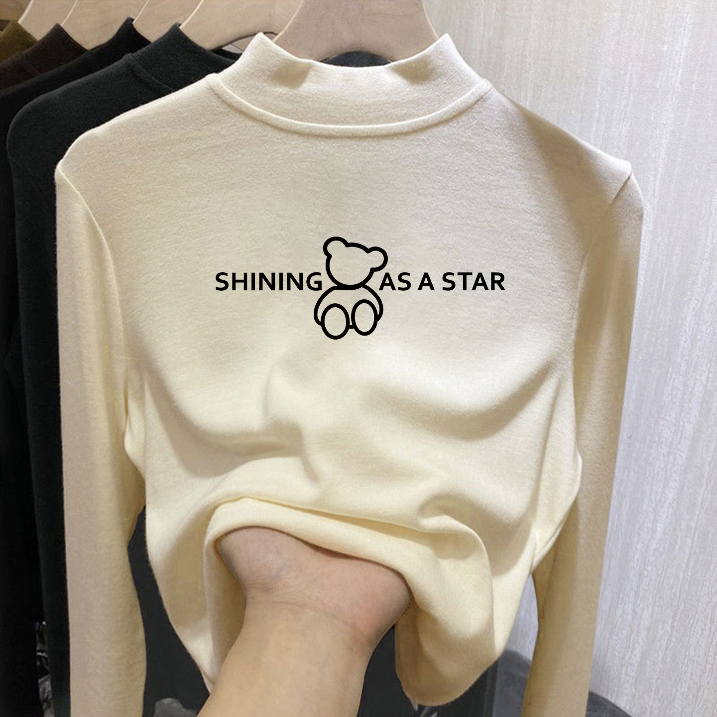 男女童半高领长袖保暖打底衫