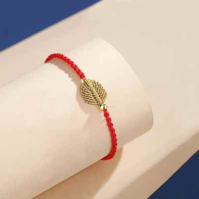 alice爱丽丝珠宝 一叶暴富金珠手链编织红绳zb