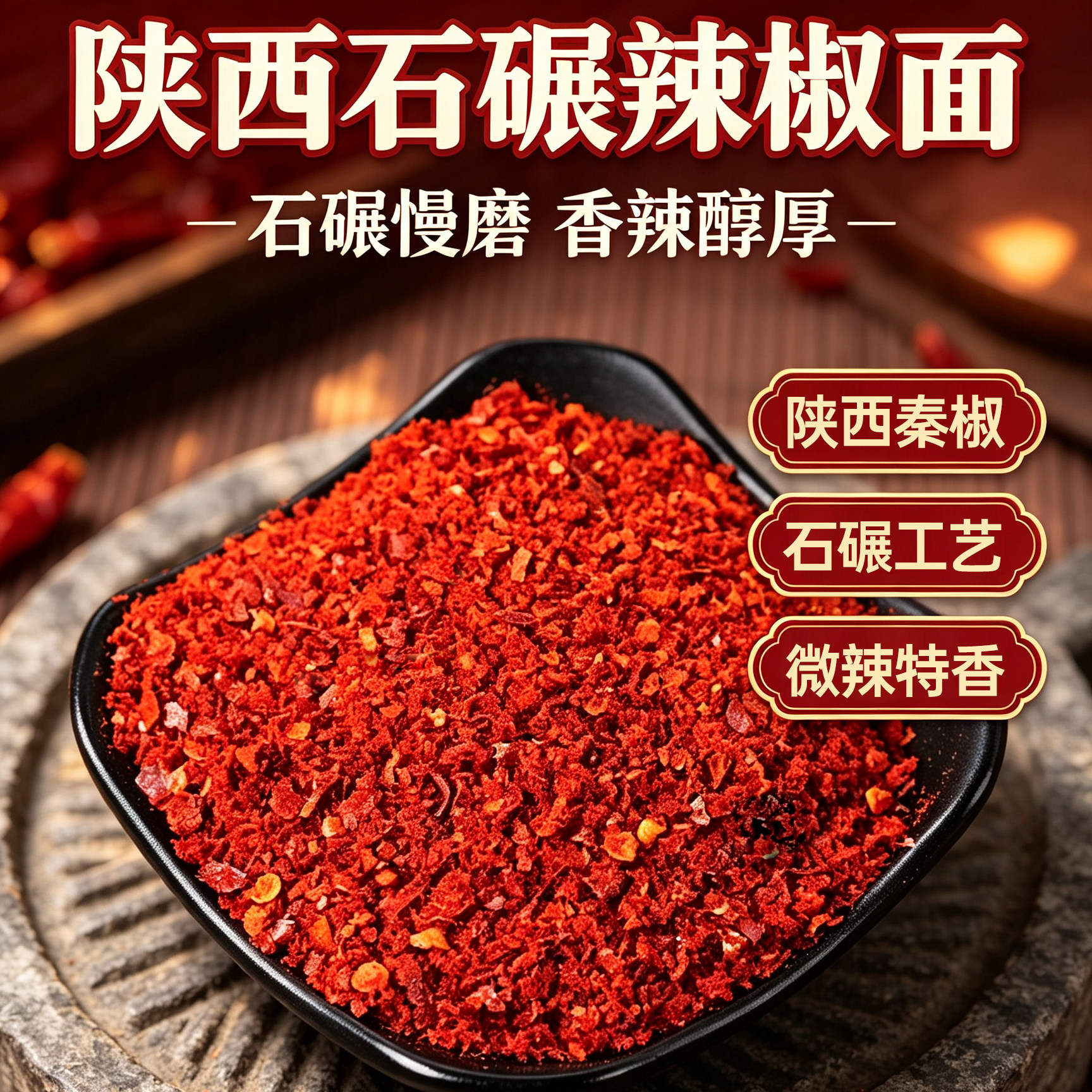 正宗兴平石碾辣椒面陕西秦椒微辣特香油泼辣子炒菜烧烤辣椒粉香辣