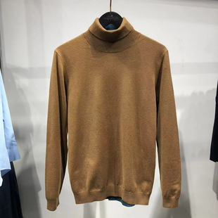 男装品牌(大牌撤柜)绵羊毛秋冬男士略修身中厚弹力男款毛衣针织衫