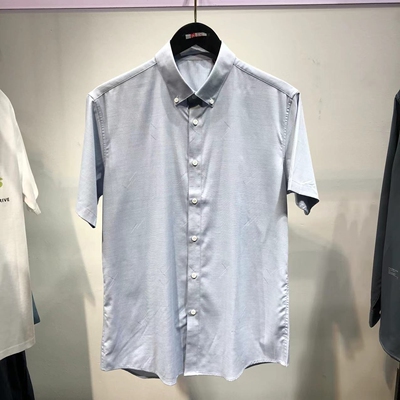 品牌男性夏季薄款略修身短袖衬衫