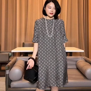 夏季 短袖 裙子连衣裙2025老钱风气质范女神大气漂亮轻奢感女装 新款