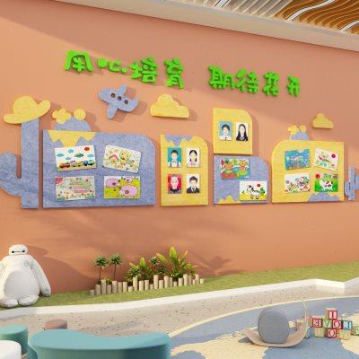 毛毡板画室布置美术教室装饰作品照片展示墙面环创你好闪光的小孩