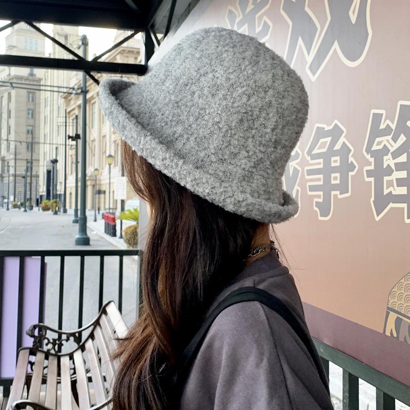 卷边渔夫帽圆顶高端针织水桶盆帽