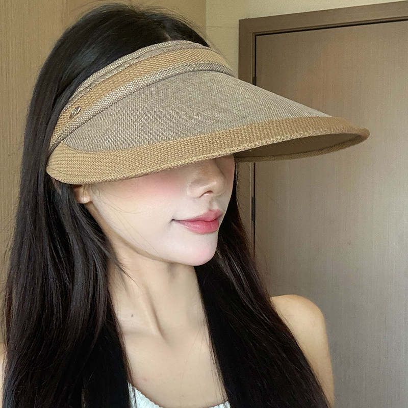 韩版高品质时尚发箍新款大檐空顶帽女户外防晒帽骑车沙滩遮阳帽潮