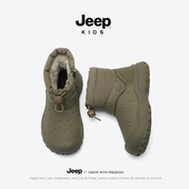 加绒加厚男童大棉鞋 Jeep儿童雪地靴冬季 新款 防水防滑保暖男孩棉靴