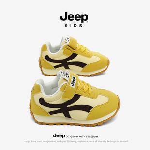 Jeep男童鞋秋季阿甘老爹鞋女童轻便软底跑步儿童运动鞋魔术贴女鞋