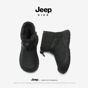 Jeep儿童雪地靴冬季新款加绒加厚女童大棉鞋防水防滑保暖男童棉靴