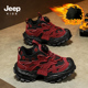 Jeep儿童鞋 男孩秋冬保暖女童运动鞋 子2025新款 黑色跑步男童老爹鞋