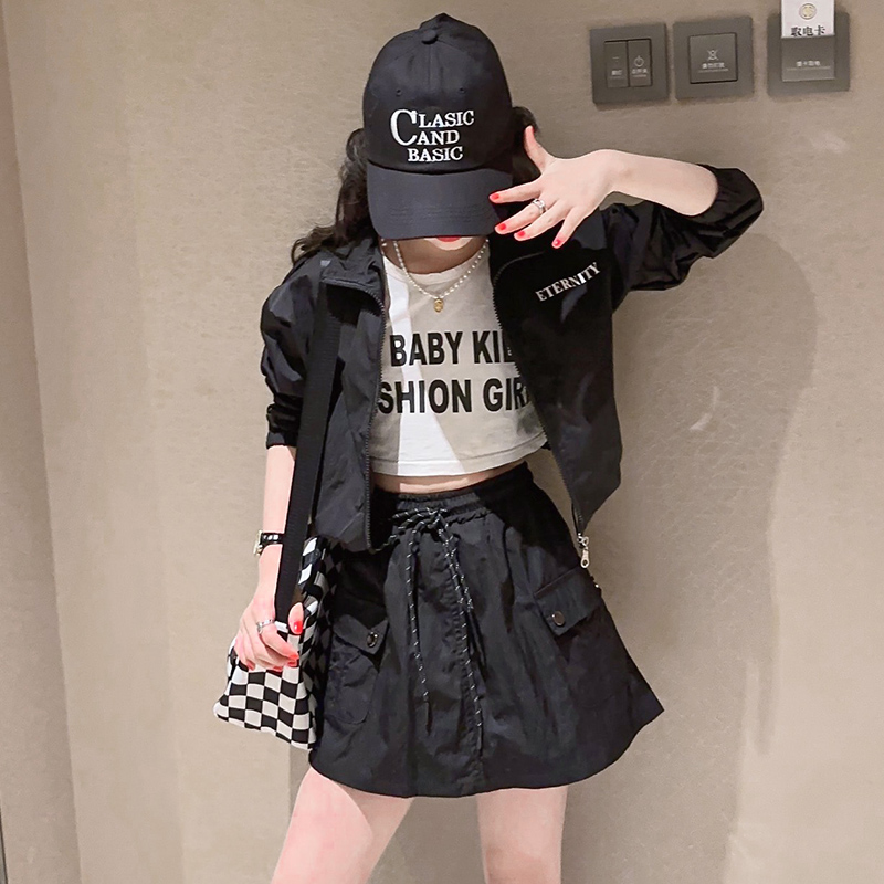 女童套装夏季202l4新款韩版洋气时髦运动套装裙休闲儿童防晒两件