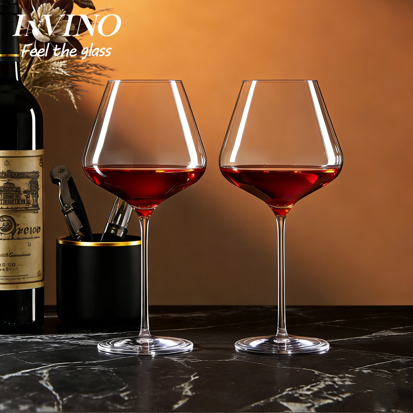 INVINO水晶玻璃红酒杯勃艮第酒杯高脚杯轻奢高颜值新款套装醒酒器