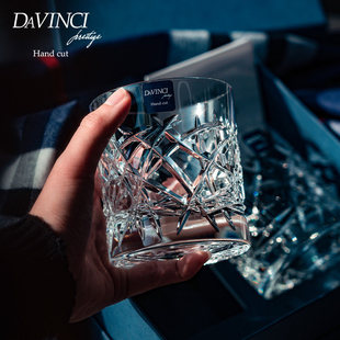 davinci进口威士忌酒杯手工水晶玻璃杯洋酒杯子古典杯礼盒高级感