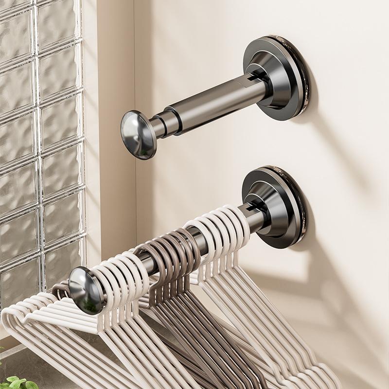 免打孔伸缩晾衣架收纳小型壁挂式