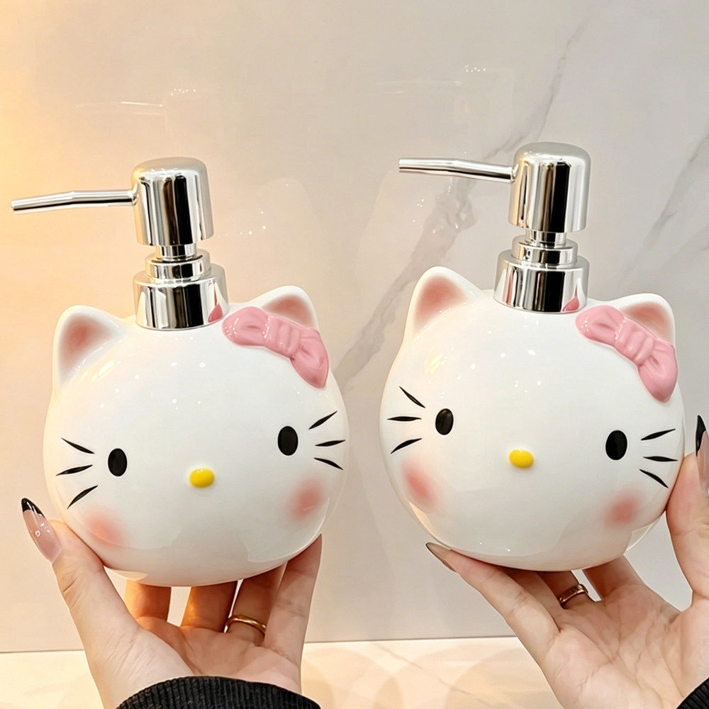 猫咪创意陶瓷洗手液分装瓶家用浴室卫生间台面按压瓶沐浴露乳液瓶