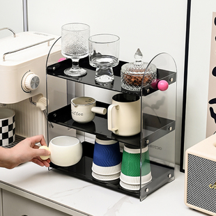 杯子收纳架茶杯收纳架高颜值家用水杯架茶水间防尘咖啡茶包储物盒