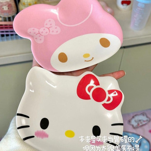 可爱kitty盘子水杯套装密胺水果盘吐骨碟子卡通凯蒂猫创意型盘子