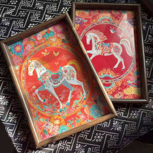 新年客厅马上有钱木质收纳托盘