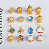 高保色古法沙金机器猫系列隔珠配件diy蓝胖子哆来咪手链串吊坠女