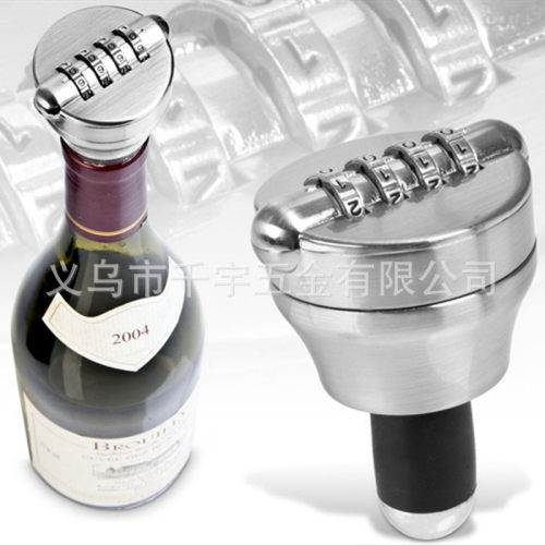 厂家直销酒瓶密码锁 红酒瓶密码挂锁锌合金 铜 食用硅胶酒瓶瓶塞