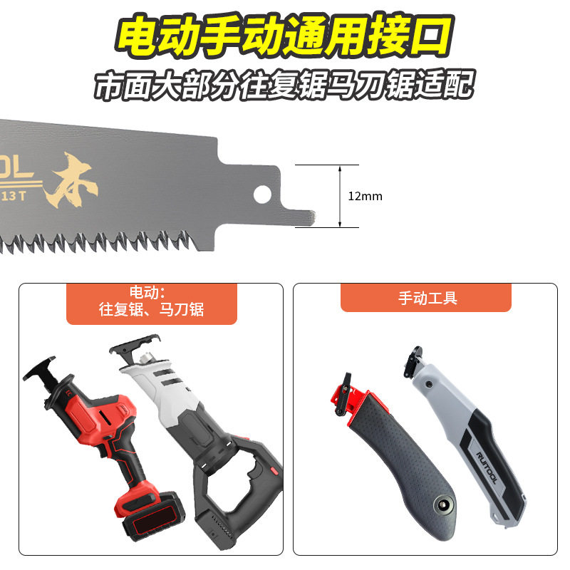 马刀锯锯条不锈钢往复锯片三面锯齿木工锯木头PVC管竹子切割工具图片