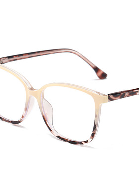 女士蝶形大框瘦脸平光镜防蓝光玳瑁镜架可配近视染色太阳镜81325