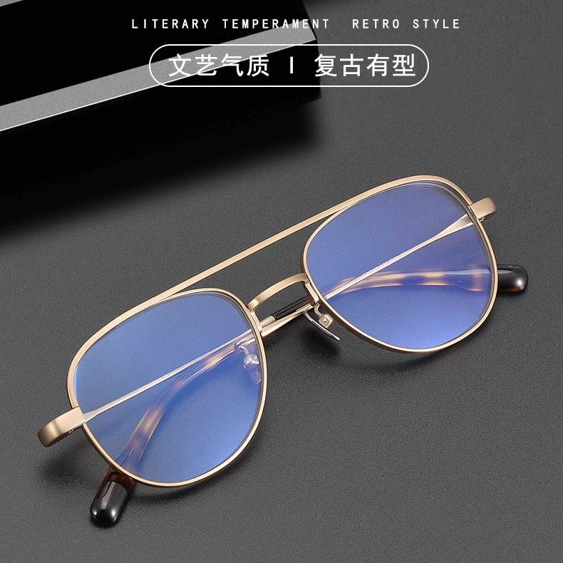 日本手工造高档眼镜架双梁磨砂复古小框纯钛超轻时尚男女近视镜框