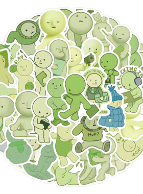60张Smiski角落君小人表情涂鸦绿色护眼贴纸装饰水杯平板手机贴画