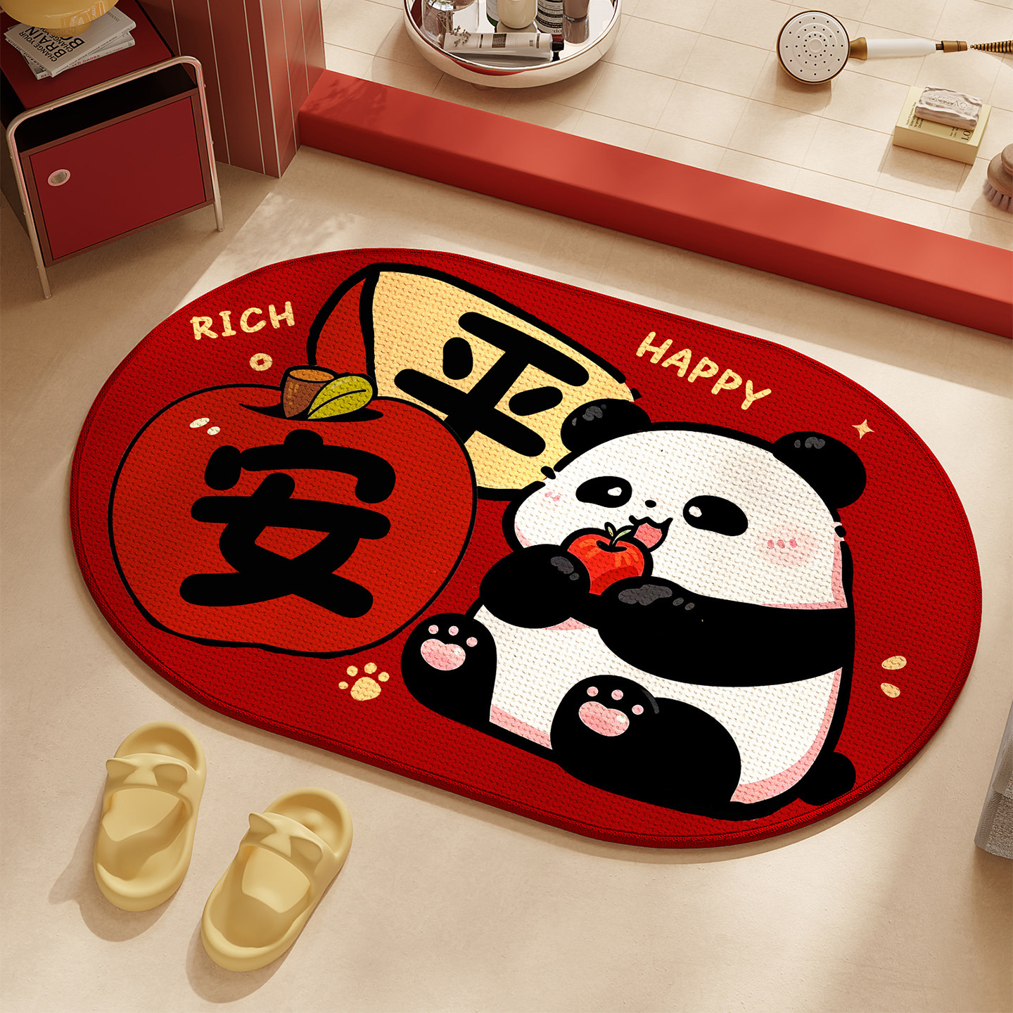 2026新年马年红色浴室门口地垫吸水卫生间防滑地毯家用洗手间脚垫,居家布艺,家用脚垫,淘宝优惠券,粉丝福利购,淘宝优惠卷